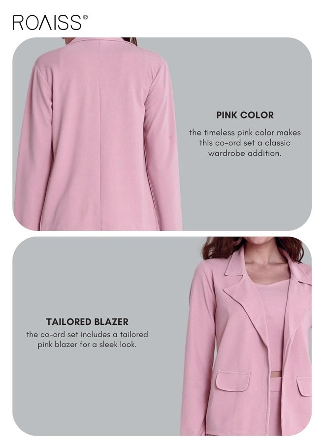 رويس طقم بدلة نسائية احترافية فاخرة مميزة لربيع وصيف، بليزر عمل، مكون من ثلاث قطع، ملابس رسمية أنيقة للمكتب مع بنطلون - Image 2