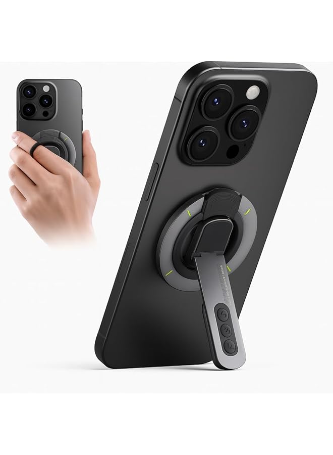 Green Tiger Phone Grip for Magsafe Phone Stand 360°Roration Gym Holder Phone Kickstand Silicone Finger Ring Innovative Pressure-Relief Damping Hinge Design with Magnet Ring Compatible All Phones (Black) - Image 1