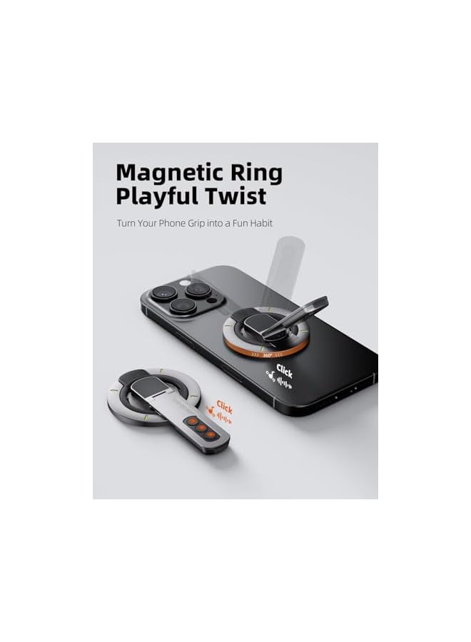 Green Tiger Phone Grip for Magsafe Phone Stand 360°Roration Gym Holder Phone Kickstand Silicone Finger Ring Innovative Pressure-Relief Damping Hinge Design with Magnet Ring Compatible All Phones (Black) - Image 2