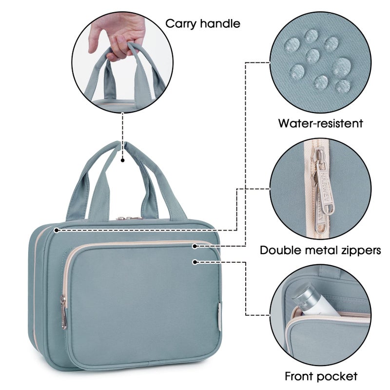Narwey Hanging Toiletry Bag for Women Travel Makeup Bag Organizer Toiletries Bag for Travel Size Essentials Accessories Cosmetics (Greyish Blue (Medium)) - Image 3