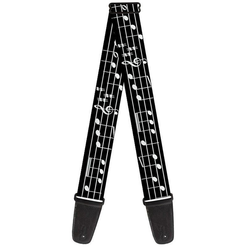 Buckle Down BuckleDown Guitar Strap Music Notes Black White 2 Inches Wide - Image 2