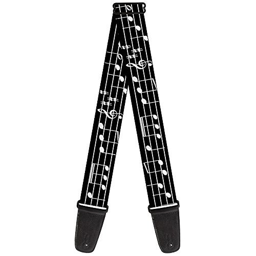 Buckle Down BuckleDown Guitar Strap Music Notes Black White 2 Inches Wide - Image 1