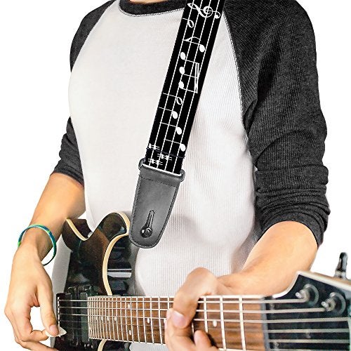 Buckle Down BuckleDown Guitar Strap Music Notes Black White 2 Inches Wide - Image 3