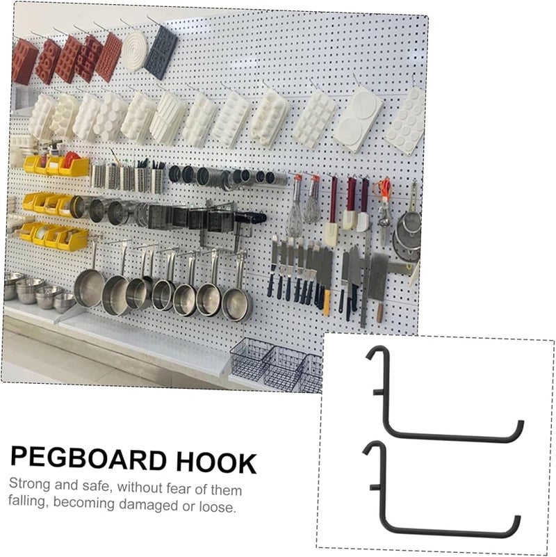 PartyKindom 4 Pack Pegboard Hooks Black Angled Ends for Easy Installation Garage Tool and Craft Storage Organizer - Image 4