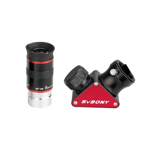 SVBONY Telescope Eyepiece 68 Degree Ultra Wide Angle Eyepiece 6mm and SV188P 90 Degree Dielectric Mirror Star Diagonal 125 inch Telescope Accessories for Astronomic Telescopes Visual - Image 1
