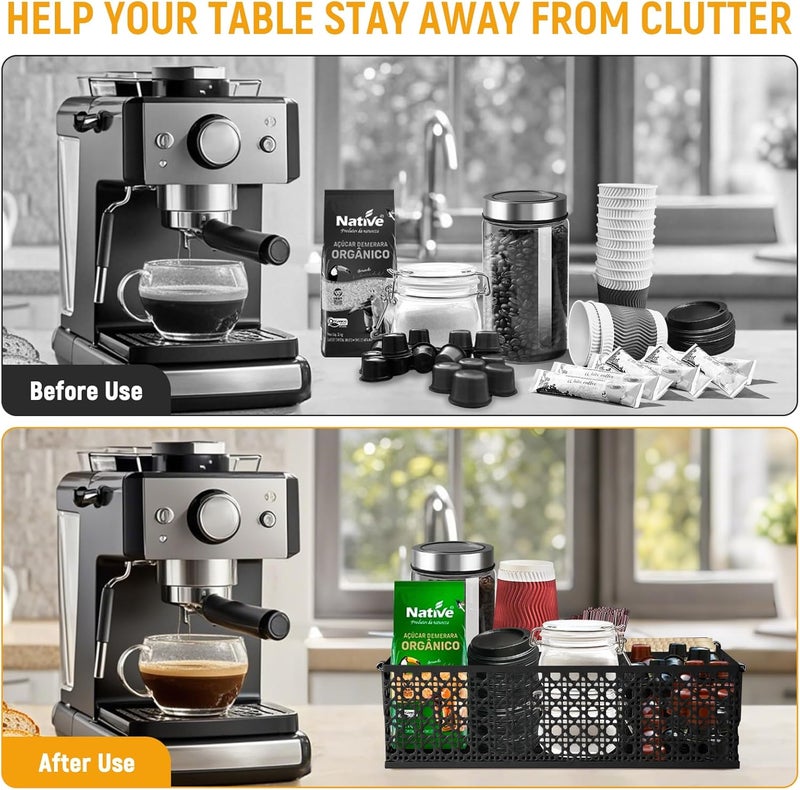 DYGZBLHT Coffee Bar Organizer, Metal Countertop Station With Handles, Coffee Pods Holder, Tea Condiment Organizer, Mesh Black - Image 5