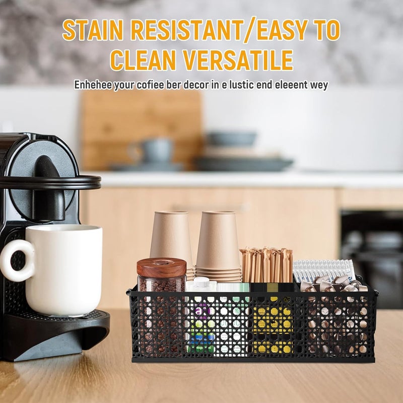 DYGZBLHT Coffee Bar Organizer, Metal Countertop Station With Handles, Coffee Pods Holder, Tea Condiment Organizer, Mesh Black - Image 4