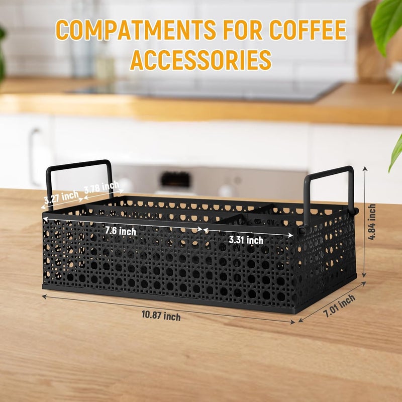 DYGZBLHT Coffee Bar Organizer, Metal Countertop Station With Handles, Coffee Pods Holder, Tea Condiment Organizer, Mesh Black - Image 3
