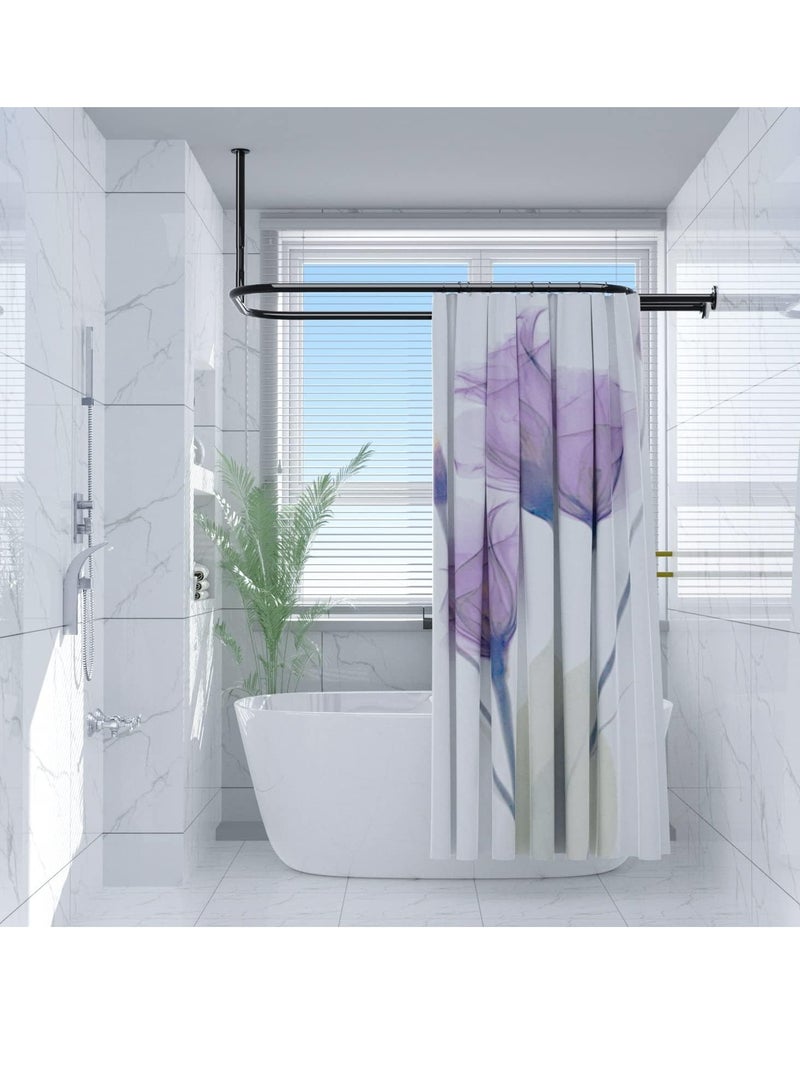 Stainless Steel Oval Shower Curtain Rod Hoop Square Shape Bathroom 58.3"x24" Rod for Clawfoot Tub Free Standing Tubs (Black) - Image 3