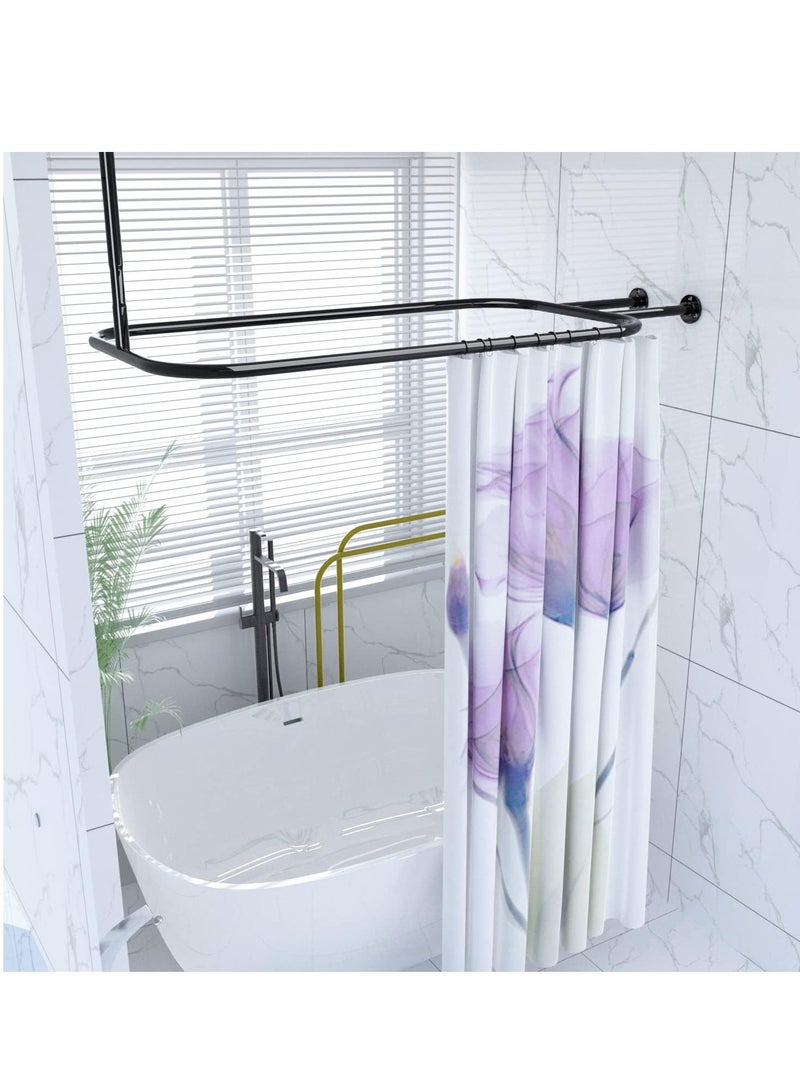 Stainless Steel Oval Shower Curtain Rod Hoop Square Shape Bathroom 58.3"x24" Rod for Clawfoot Tub Free Standing Tubs (Black) - Image 4