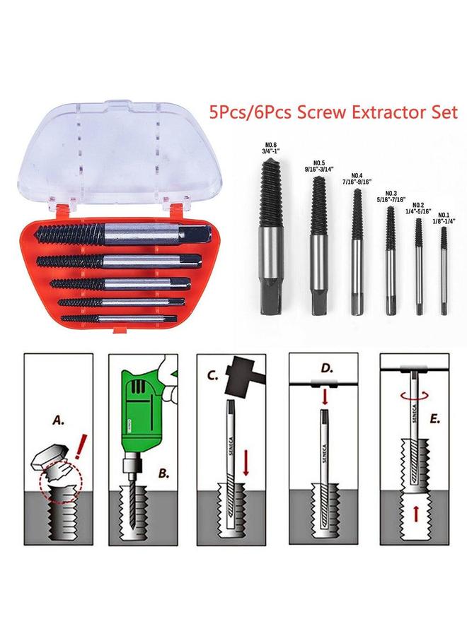 Generic 6-Piece Damaged Screw Remover Extractor Set Multicolor 17.00x2.00x9.30cm  - Image 5