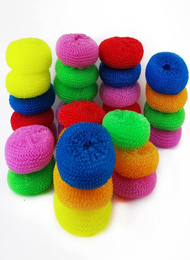 NSBELL 30PCS Plastic Dish Scrubbers for Dishes Plastic Pot Round Scrubber Scouring Pad Nylon Dish Scrubber, Poly Mesh Scouring Dish Pads Non Scratch Scrubbers - Image 3