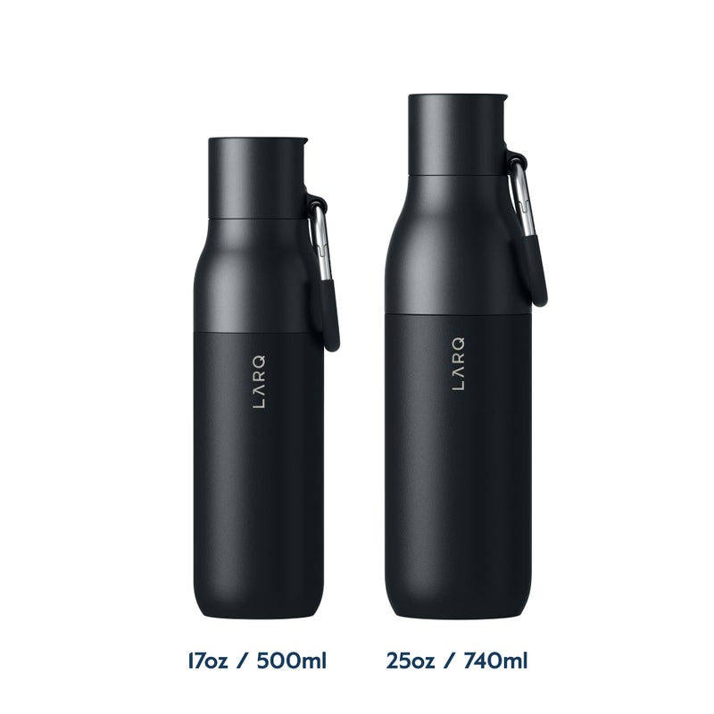 LARQ Flip Top 17 oz Insulated Stainless Steel Water Bottle With Straw | Thermos, BPA Free | Reusable Bottle for Sports, Gym, Travel | Keeps Drinks Cold 24 Hours, Obsidian Black - Image 2