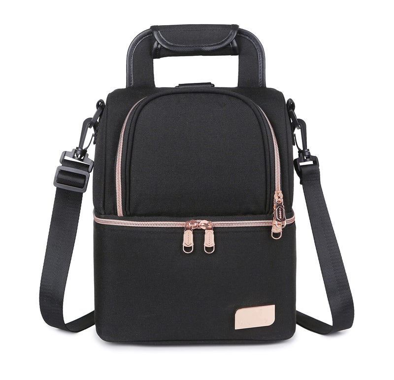 Meichoon Breast Milk Baby Bottle Cooler Bag Waterproof Baby Food Insulation Maternity Backpack Double Layer Fresh Keeping Travel Handbag for Nursing Mom Daycare UH12 Black - Image 1