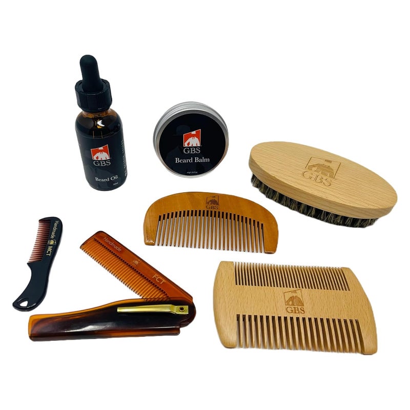 G.B.S GBS Travel Size Beard Care Kit  Includes Beard Conditioning Balm Beard Oil Dual Sided Wooden Beard Styling Comb and Mustache Comb  Perfect for On the Go Grooming