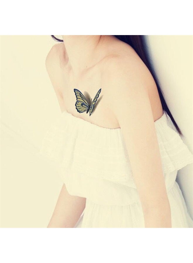 TAFLY （TM） 5 Sheets Waterproof 3d Blue Butterfly Rose Flower Sticker Tattoo Foil Decal Fashion Body Art Fake Tattoo - Image 2