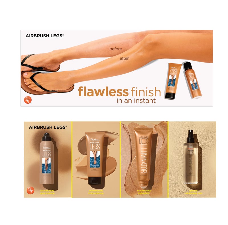 Sally Hansen سالي هانسن إيربروش ليغز®، مكياج بخاخ للساقين، توهج خفيف، تطبيق سهل، ساقين بمظهر خالي من العيوب، مقاوم للماء، مقاوم للنقل - Image 4