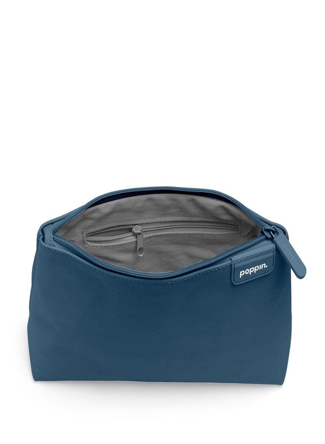 Poppin Pencil Case, Large Capacity Pencil Pouch with Zipper Closure, Sturdy Canvas with Contrast Lining (Slate Blue, Medium) - Image 2