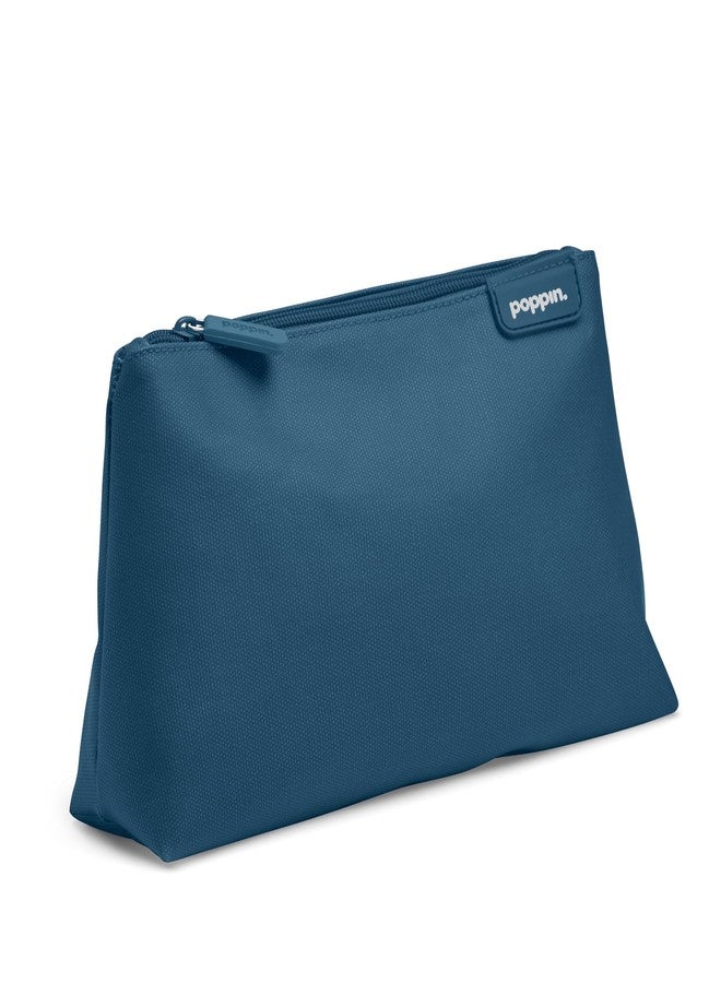 Poppin Pencil Case, Large Capacity Pencil Pouch with Zipper Closure, Sturdy Canvas with Contrast Lining (Slate Blue, Medium) - Image 1