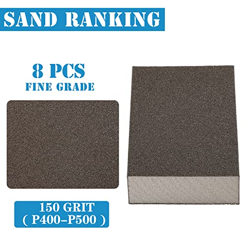 Jamiikury 8Pcs 150 Grit Sanding Blocks, Jamiikury Fine Sanding Sponge Washable and Reusable, Wet Dry Sandpaper Sponge for Wood Metal FurniturePaint and Drywall - Image 2