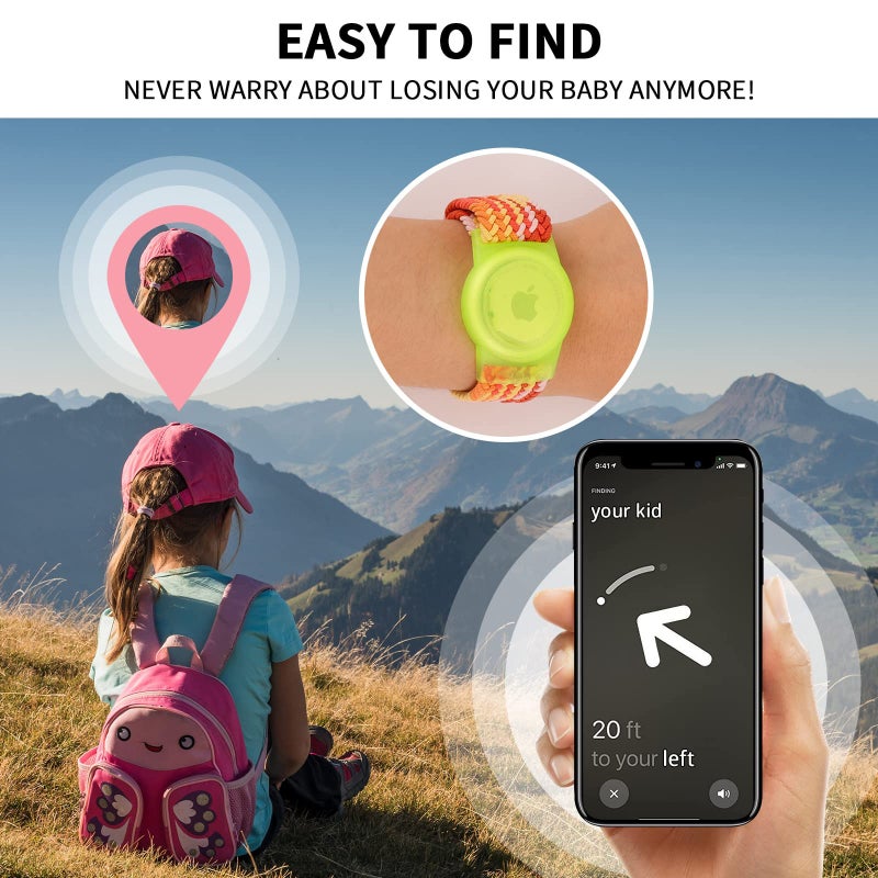 2 حزمة سوار للأطفال لـ AirTag، سوار مرفد نايلون مع حامل مراقب GPS لـ Apple Air Tag، سوار ساعة أمان قابل للتعديل لمنع فقدان الأطفال - مستلزمات العودة إلى المدرسة - Image 2