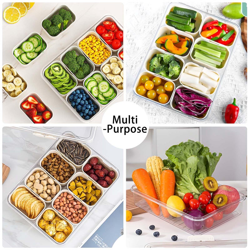 WETRBWEH Snack Box Container with Insulated Cooler Bag, Divided Serving Tray with Lid and Handle Beach Essentials, Snackle Box Veggie Fruit Tray with 8 Compartments & 8 Forks & 2 Spoon - Image 4