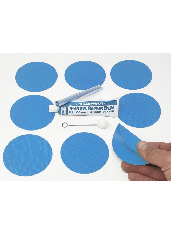 Pool Above Heavy Duty Vinyl Repair Patch Kit for Above-Ground Pool Liner Repair; Glue and Patch Inflatables; Boat; Raft; Kayak; Air Beds; Inflatable Mattress Repair Blue - Image 2