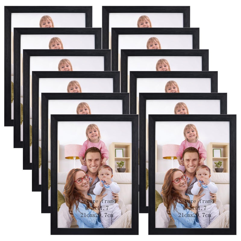 جيفت جاردن GiftGarden A4 صورة إطار صورة سوداء من 12 Multi 8.3x11.7 بوصة إطارات الصور بالجملة للجدار أو عرض الطاولة - Image 1