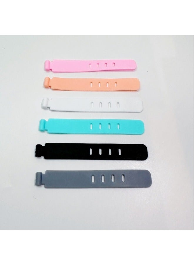 Loquat Anti-loss Earphone Storage Soft Tape Data Cable Protective Cover Wire Winder Silicone Strap Creative Wire Organizer Cable Tie-Color:2 Hole Black (64mm Oval Buckle) - Image 2