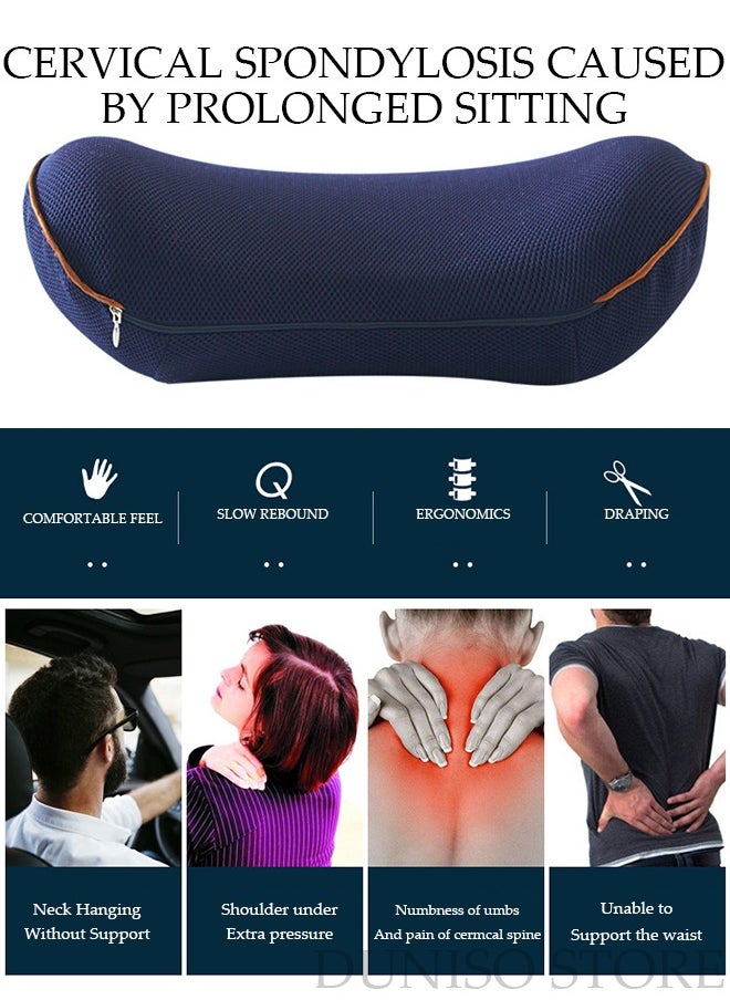 Lumbar Support Pillow for Office Chair Back Support Pillow for Car Computer Gaming Chair Recliner Memory Foam Back Cushion for Back Pain Relief Improve Posture Mesh Cover Adjustable Straps