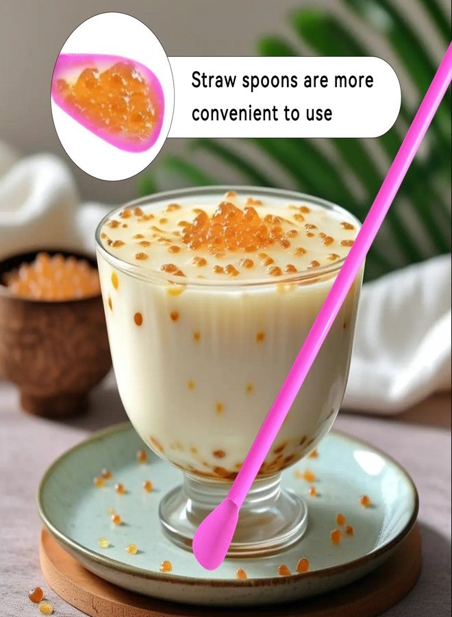 YAOSHENG 200PCS multi-color disposable spoon shaped plastic straws, long milkshake milk tea straws, family restaurant - Image 5