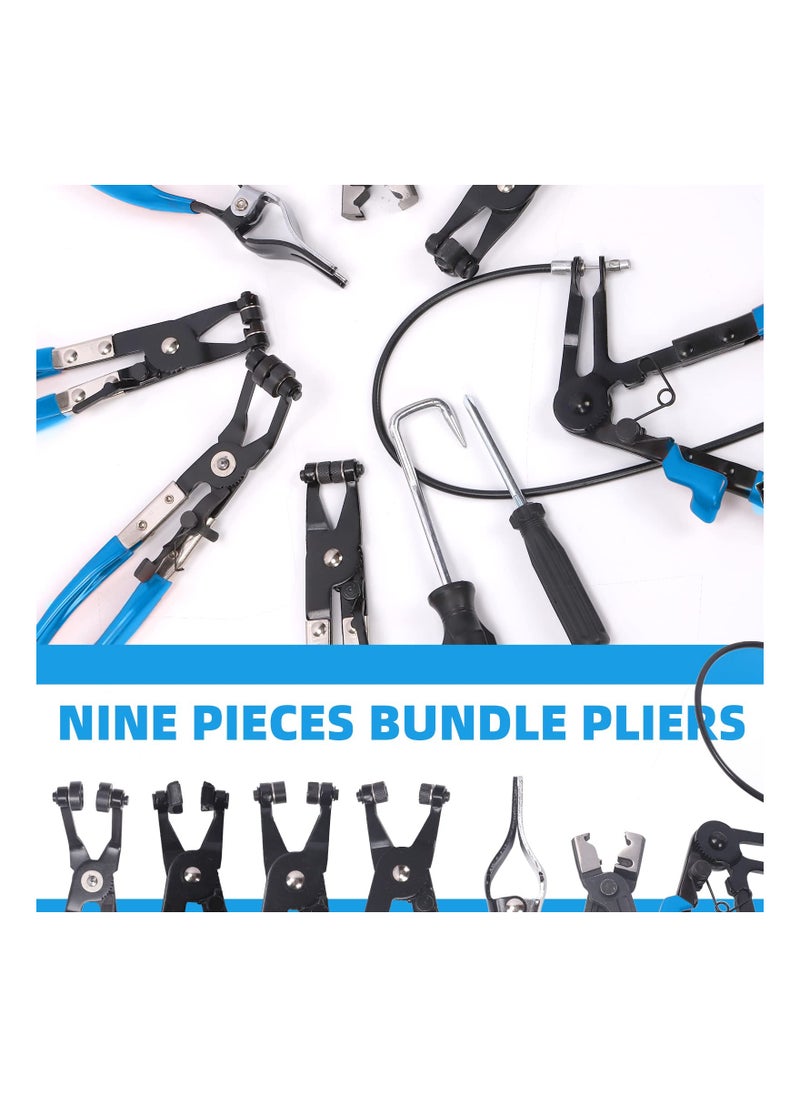 Flexible Hose Clamp Pliers Set, Blue 9Pcs , Long Reach Spring Wire Clip Plier Hose Clamp Pliers Remover Kit for Removal and Installation, for Replacement of Fuel, Oil, Water Hose Repair - pzsku/Z10402F1B0912AD29E39AZ/45/_/1721276612/6421b632-6eb6-4ea8-b05c-85269a3bd017