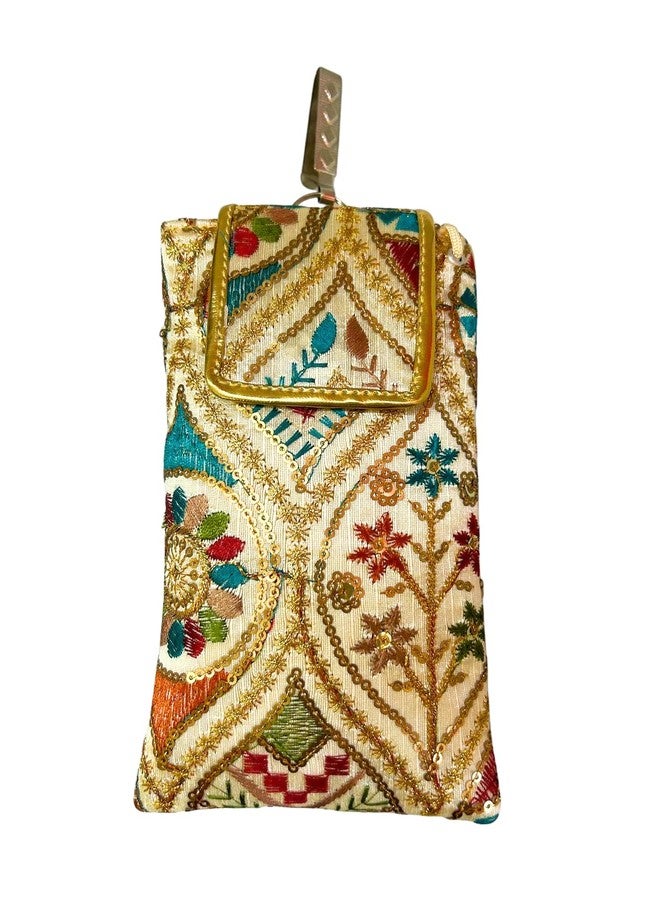Ethnic Embroidered Mobile Sling Bag/Pouch with Waist Clip Multicolor - Image 4