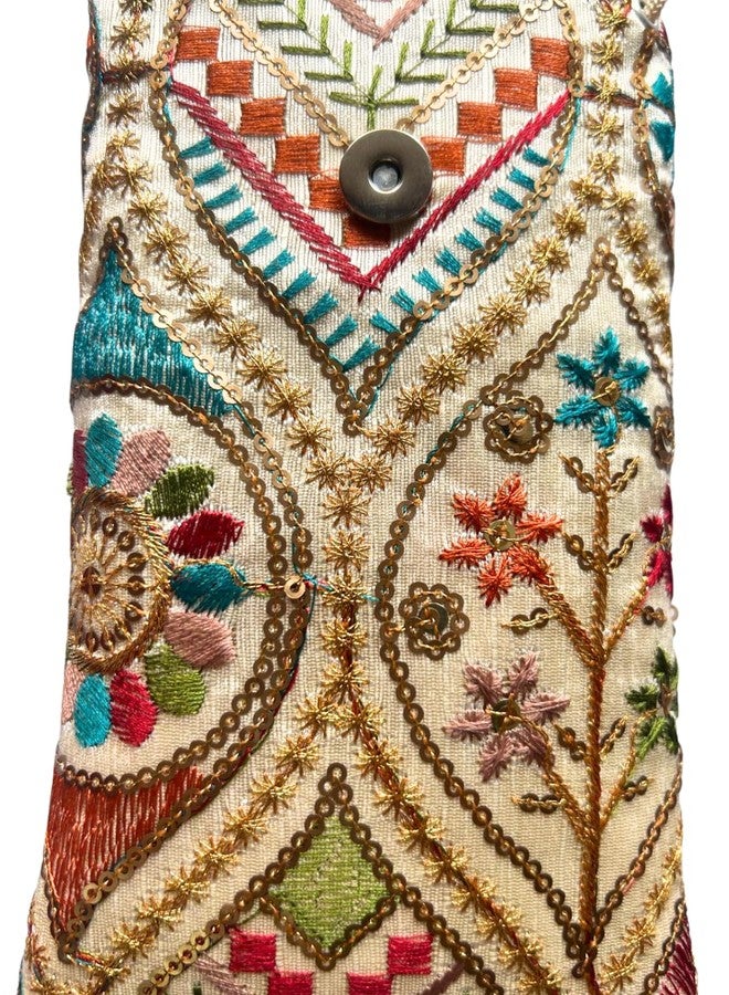 Ethnic Embroidered Mobile Sling Bag/Pouch with Waist Clip Multicolor - Image 5