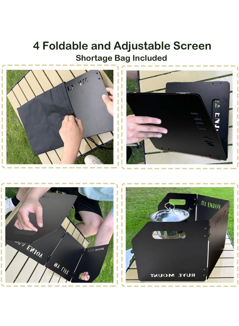 Valiant Glow Outdoor Stove Windscreen - Folding Camping Stove Windshield 4 Plates | with storage bag | Stainless Steel Stove Windscreen | for Outdoor, Picnic, Backpacking and Cooking （Black） - Image 4