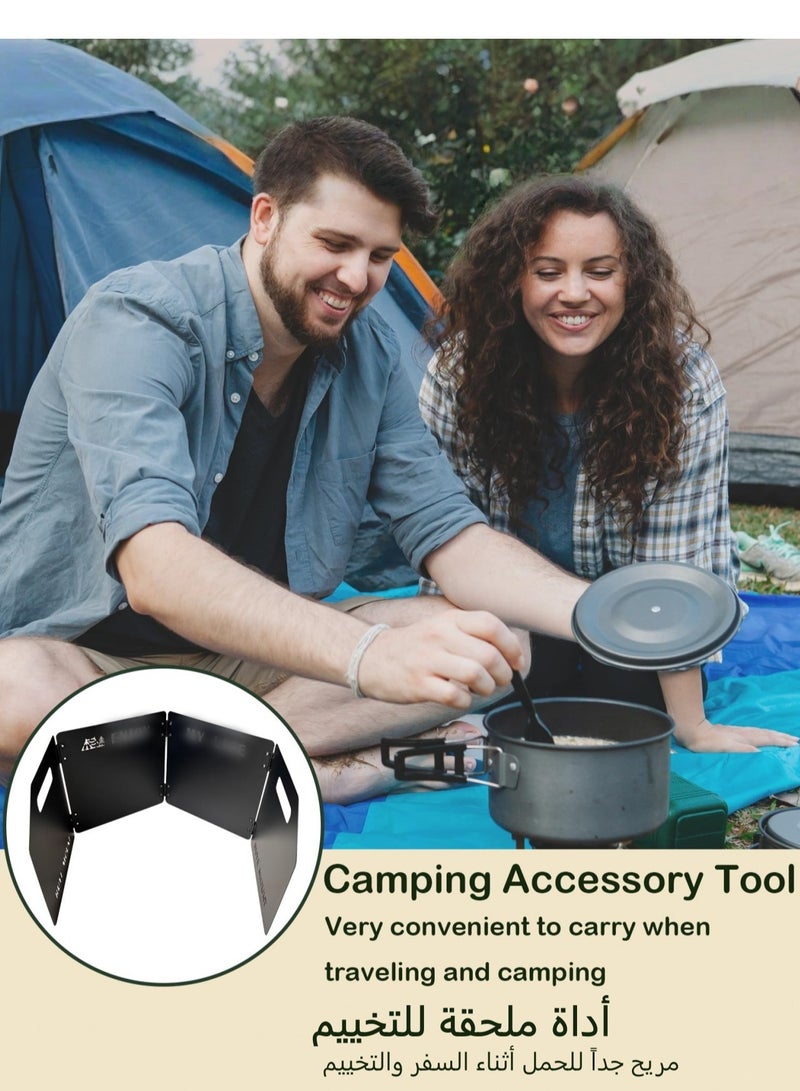 Valiant Glow Outdoor Stove Windscreen - Folding Camping Stove Windshield 4 Plates | with storage bag | Stainless Steel Stove Windscreen | for Outdoor, Picnic, Backpacking and Cooking （Black） - Image 3