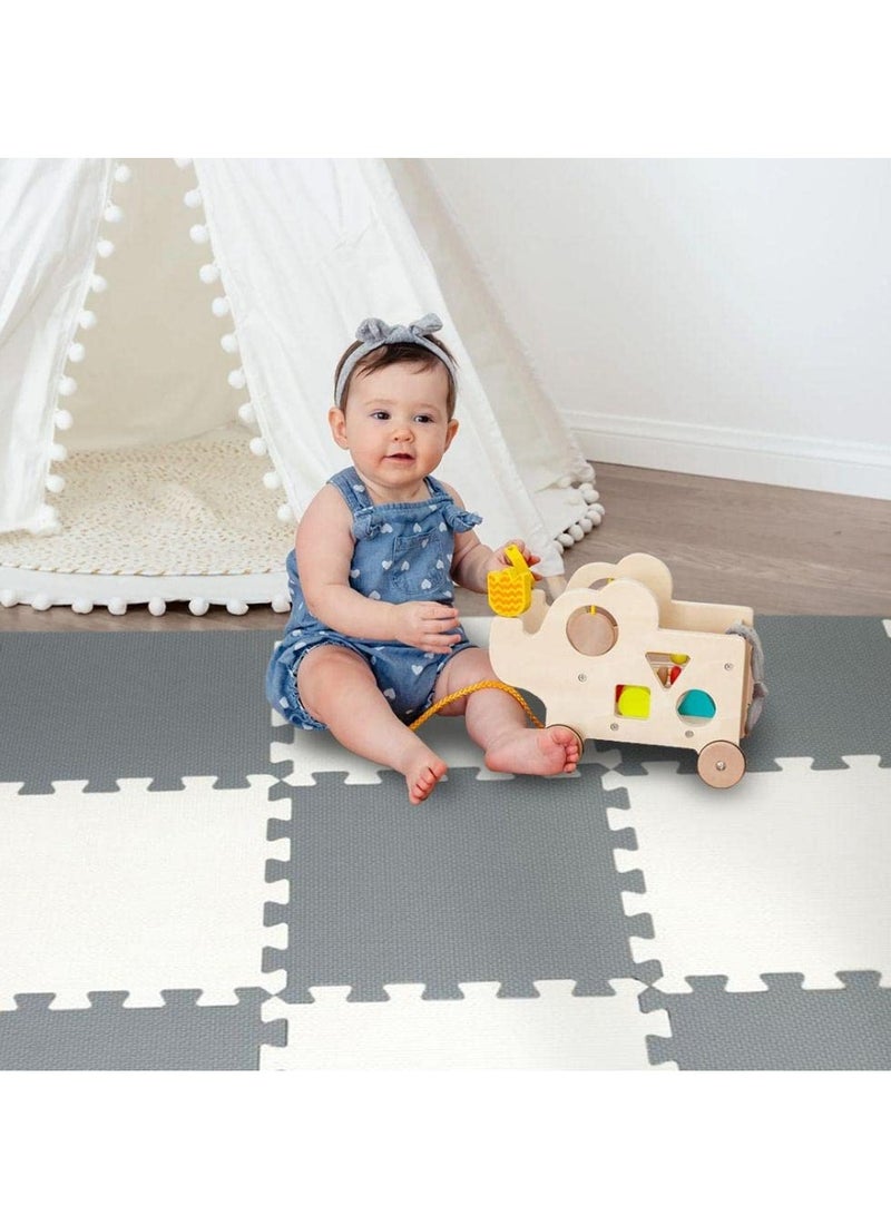Bumble & Bird Baby Play Mat  Motor Skills Educational Mat - Non Toxic EVA Foam  Waterproof  Easy to Clean Easy to Store 9pcs + 12 Edges 60cm x 60cm x 1.2cm  Grey - Image 2