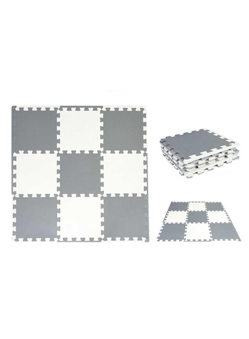 Bumble & Bird Baby Play Mat  Motor Skills Educational Mat - Non Toxic EVA Foam  Waterproof  Easy to Clean Easy to Store 9pcs + 12 Edges 60cm x 60cm x 1.2cm  Grey - Image 1