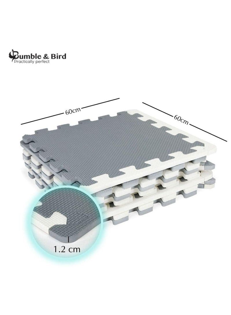 Bumble & Bird Baby Play Mat  Motor Skills Educational Mat - Non Toxic EVA Foam  Waterproof  Easy to Clean Easy to Store 9pcs + 12 Edges 60cm x 60cm x 1.2cm  Grey - Image 5