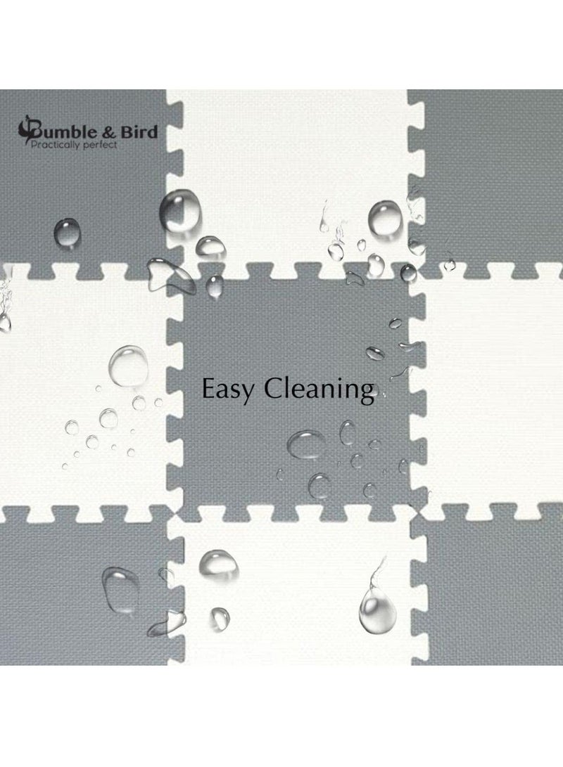 Bumble & Bird Baby Play Mat  Motor Skills Educational Mat - Non Toxic EVA Foam  Waterproof  Easy to Clean Easy to Store 9pcs + 12 Edges 60cm x 60cm x 1.2cm  Grey - Image 4