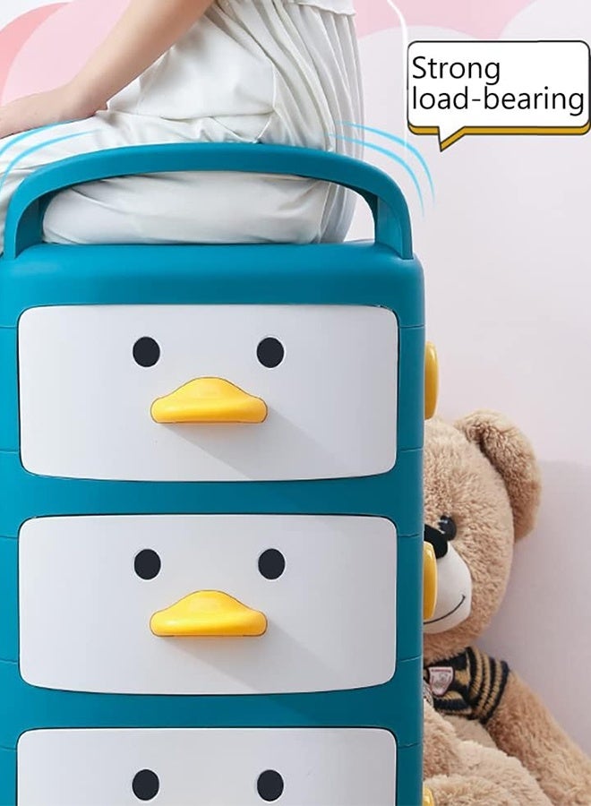 JCB CHIC 2 tier Storage Bin with Wheels，Kids' Toy Storage Organizer Toy Storage Box，Large Toy Chest with Drawer, Cartoon Design Standing Storage Cabinet for Kids Bedroom, Nursery, Kindergarten, Daycare Classroom - Image 4