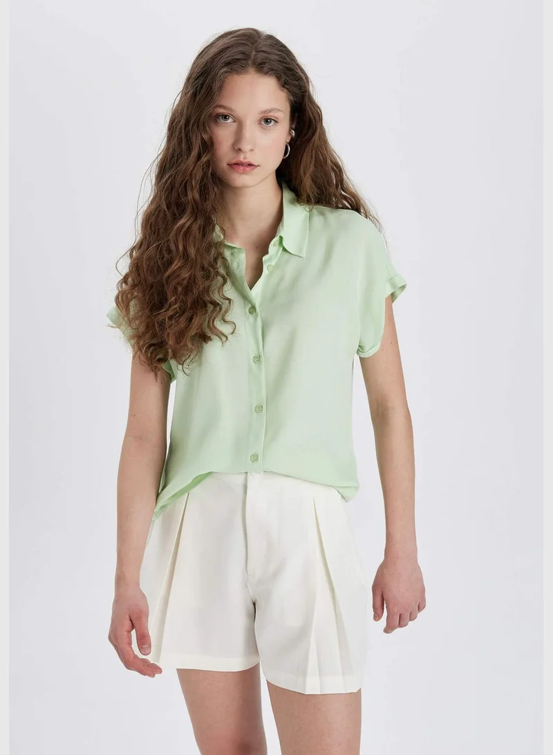 DeFacto Regular Fit Shirt Collar Short Sleeve Shirt