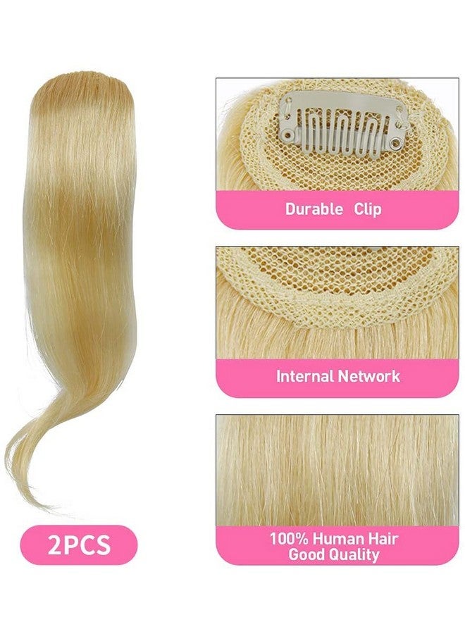 Dsoar 2PCS Wave Side Bangs Clip in Bang Real Human Hair Wave Fringe Hair Extensions(Blonde/613#) - Image 4