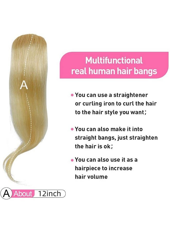 Dsoar 2PCS Wave Side Bangs Clip in Bang Real Human Hair Wave Fringe Hair Extensions(Blonde/613#) - Image 3
