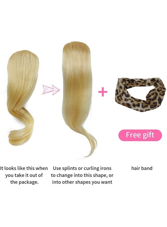 Dsoar 2PCS Wave Side Bangs Clip in Bang Real Human Hair Wave Fringe Hair Extensions(Blonde/613#) - Image 5