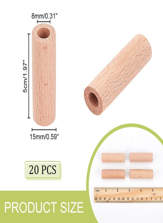 NBEADS 20 Pcs Wooden Craft Blocks - Cylinders, 1.96x0.59 Round Sticks - Model Building, Carving, Home Decor - Hole: 0.31 - Image 2