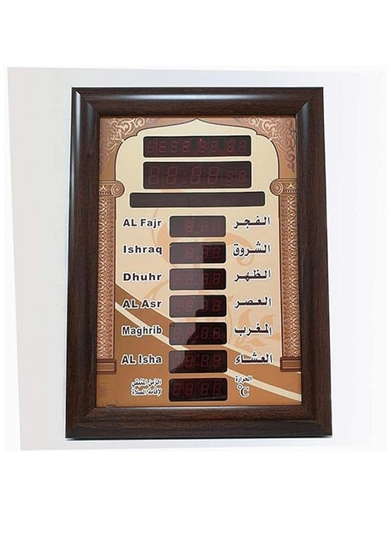 Generic ساعة حائط رقمية بإضاءة LED للآذان بني 70 سنتيمتر  - Image 3