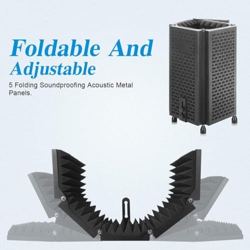 TECHBLAZE Microphone Isolation Shield with 360° Doubled Layer Pop Filter High Density Sound Absorbent Foam Reflector for Studio Recording Streaming (3 PANEL) - Image 2