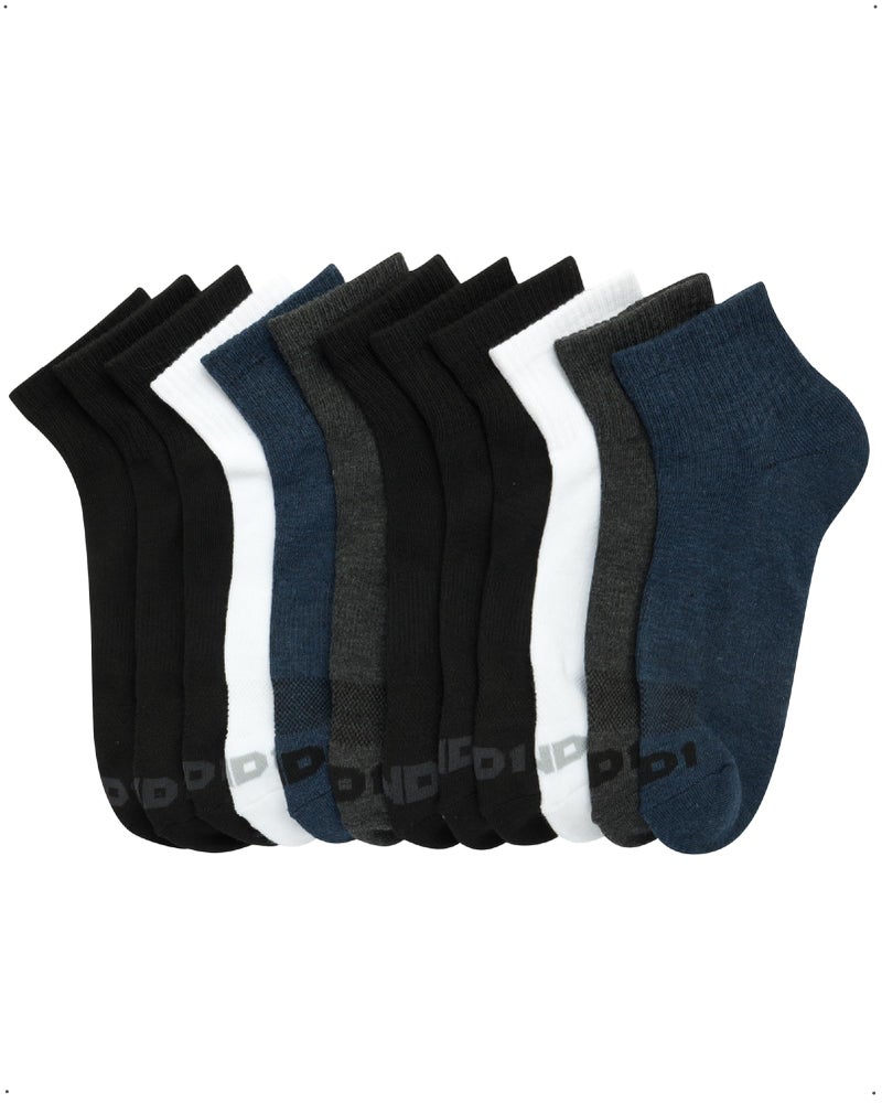 AND1 Mens Quarter Socks - 12 Pack Moisture Wicking Breathable Cushioned Athletic Performance Ankle Socks for Men (6-12.5), Size 6-12.5, Navy Assorted - Image 3