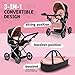 Dolls To Play Baby Doll Convertible Pram Stroller with Removable Travel Bassinet Carrier for Kids Adjustable Handle Buggy Carriage with Canopy and Storage Basket 25 Inch Pink Black - Image 4
